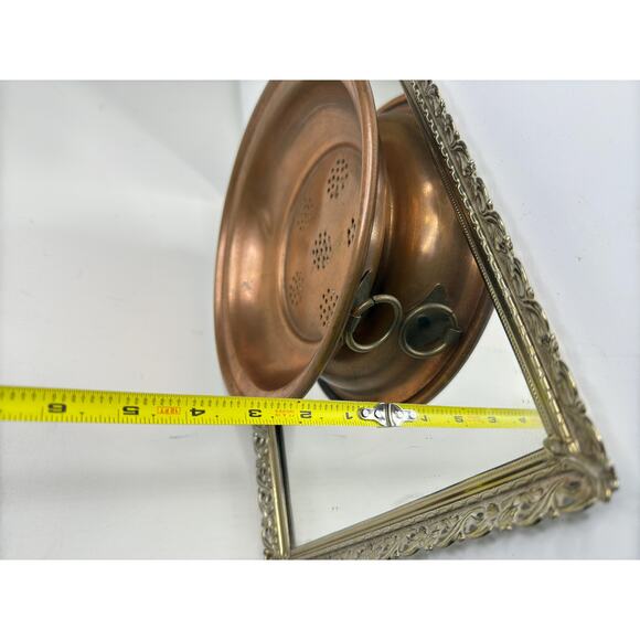 Antique Copper Sieve Strainer Wall Hanging, Vintage, Solid with Brass Hanger - Picture 4 of 9